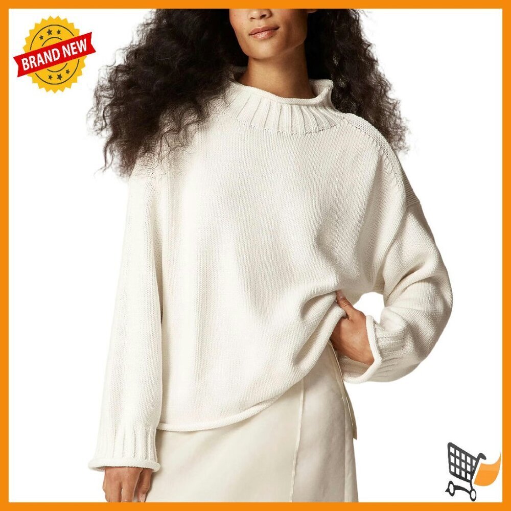 Oversized Chunky Knit Roll Neck Sweater Women's Pullover Cozy Winter